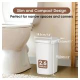 CEROELDA 3 Pack Bathroom Trash Can with Lid, 10L/2.6 Gal Small Garbage Can with Press Top Lid, Slim Plastic Waste Basket for Toilet, Office, Bedroom (Muti 1, 3 Pack)