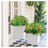 Alupssuc 24 Bundles Artificial Plants Outdoor, UV Resistant Fake Ferns Greenery Stems Shrubs Faux Bushes Leaves Plastic for Indoor Outside Porch Garden Patio Window Office Entrance Bathroom Decor