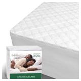 SafeRest Sleepure Waterproof Mattress Protector King Size - Viscose Derived from Bamboo - Fitted with Stretchable Pockets - Machine Washable Cotton King Mattress Cover for Bed