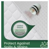 SafeRest Sleepure Waterproof Mattress Protector King Size - Viscose Derived from Bamboo - Fitted with Stretchable Pockets - Machine Washable Cotton King Mattress Cover for Bed