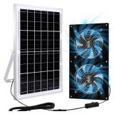 HNRLOY Solar Exhaust Fans & Powered Fan with 15W Panel & 2-Pack High-Speed Brushless DC Fans,Solar Ventilation Fan for Greenhouses, Chicken Coops, Attics, Barns, Sheds & Dog Houses