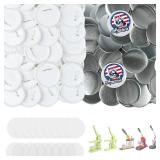 Onemorello 100 Sets Button Maker Supplies, 2.95 inch / 75mm Button Parts Buttons Supplies, Approx. 3 in Blank Badge Parts with Blank Paper for Buttons Maker Machine Pin Maker Press
