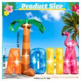 7.2FT Inflatable Aloha Sign with Palm Tree Flamingo for Luau Party Decorations Blow Up Aloha Outdoor Decorations Built-in 7 Led Lights for Hawaiian Pool Summer Beach Tropical Party Yard Lawn Decor