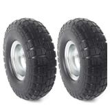 AR-PRO (2-Pack) 10-Inch Solid Rubber Tire Wheels - Replacement 4.10/3.50-4\" Flat Free Tire with 5/8\" Bearings, 2.2\" Offset Hub - Compatible with Hand Truck, Wheelbarrow, Dolly, Gorilla Carts