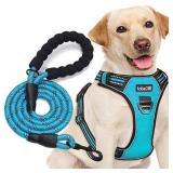 tobeDRI No Pull Dog Harness Adjustable Reflective Oxford Easy Control Medium Large Dog Harness with A Free Heavy Duty 5ft Dog Leash (L (Neck: 18\"-25.5\", Chest: 24.5\"-33\"), Blue Harness+Leash)