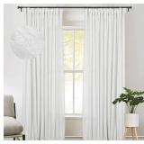 zeerobee Linen Curtains for Living Room/Bedroom 96 Inches Long 2 Panels Set, Light Filtering Linen Drapes, Textured Natural Light Reducing Privacy Curtains, W50 x L96, White