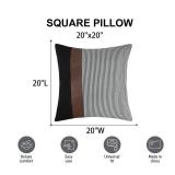 Modern Farmhouse Decorative Throw Pillow Covers 20X20 Set of 2 Black Striped Linen and Faux Leather Pillow Covers for Couch Sofa Bedroom Livingroom Neutral Accent Cozy Cushion Covers
