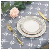 misaya 4 Pack Rectangle Vinyl Table Cloth, Elastic Fitted Tablecloth with Flannel Backing, Waterproof Plastic Table Cover Fits Folding Tables for Camping, Indoor and Outdoor (Grey, 30\" x 72\")