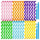 30 Pieces Heatless Waves Curlers Spiral Curls Styling Kit No Heat Hair Waver Spiral Curlers Rollers with 2 Pieces Styling Hooks for Most Hairstyles (45 cm, Mixed Color)