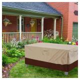 Vailge Rectangular/Oval Patio Table Cover, Heavy Duty and Waterproof Outdoor Lawn Patio Furniture Covers, Large Beige & Brown