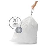 simplehuman Code D 100 Count, Dispenser Pack Custom Fit Liners, Drawstring Trash Bags, 20 Liter / 5.3 Gallon, White