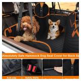 ELONGRIVER Dog Car Seat Cover for Back Seat Hammock 600D Waterproof Car Seat Protector for Dogs with Anti-Slip Scratch Proof Dog Seat Cover for SUV Truck Black with Orange Standard Size