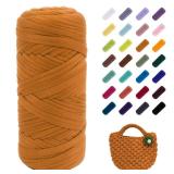 JeogYong T-Shirt Yarn, 200g/196ft Elastic Fabric Cloth Knitting T Shirt Yarn, Turmeric Thick Crochet Fabric Ribbon for Crocheting Bags/Baskets/Rugs, Home Decor, DIY Crafts