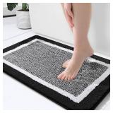 OLANLY Bathroom Rugs 24x16, Extra Soft and Absorbent Microfiber Bath Mat, Non-Slip, Machine Washable, Quick Dry Shaggy Bath Carpet, Suitable for Bathroom Floor, Tub, Shower (Small, Black)