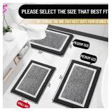 OLANLY Bathroom Rugs 24x16, Extra Soft and Absorbent Microfiber Bath Mat, Non-Slip, Machine Washable, Quick Dry Shaggy Bath Carpet, Suitable for Bathroom Floor, Tub, Shower (Small, Black)