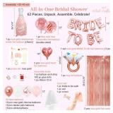 VIDAL CRAFTS 62-Piece Rose Gold Bridal Shower Decorations Bachelorette Party Decor with Confetti Balloons, Bride-to-Be Banner, Bridal Veil, Fringe Curtains, Bride Sash & Fun Photo Props [UPGRADED]