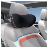 SPRFUFLY Really Comfy Car Headrest Pillow, Car Pillow for Driving with Adjustable Strap, Space Memory Foam Neck Pillow, Breathable Removable Cover - Travel Neck Pillow(Lightorange Side Rope)