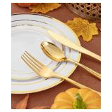 bUCLA 600 Pieces Gold Plastic Silverware - Disposable Gold Utensils - Heavyweight Plastic Cutlery set- 200 Forks, 200 Spoons, 200 Knives for Party & Thanksgiving