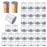 32 Pcs Chair Leg Floor Protectors - Silicone Felt Pads, Scratch-Proof & Noise-Free, Easy Smooth Moving, Large Size (Fits Round Chair Legs: 1-5/16\" to 2\" Diameter)