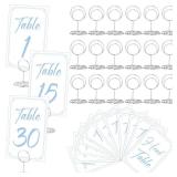 Thenshop 31 Sets Table Number Cards with Holders, 1-30 Numbers Head Table Card 2\" Place Holder Stand for Wedding Anniversary Birthday Restaurant(Round,White, Blue)