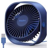 EasyAcc USB Small Desk Fan, Slumber Pod Fan [360°Rotatable Head &Powerful ] 3 Speeds Portable Personal Table Travel Fan for Sleeping Desk Cruise Ship Dorm Bedroom Office (No Battery)
