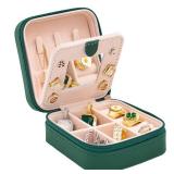 KElofoN Travel jewelry case Travel jewelry box Travel Jewelry Organizer Small box Gift for Girls Women with Mirror(Green)