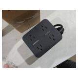 HANYCONY Power Strip Surge Protector, 5 Ft Exetnsion Cord with Multiple Outlets, Outlet Extender with 4 USB Ports, Flat Plug, Wall Mount for Home Office Dorm Room Essentials, ETI Listed, Black