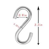 AMZFULY 304 Stainless Steel S Hooks Heavy Duty,Outdoor Rust-Free Strong Industrial Grade Quality Utility Hooks 3.2 Inch /2 Pack