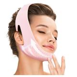 Juskaa Reusable V Line Lifting Mask with Chin Strap for SleepingJaw Exerciser,Light Pink,M