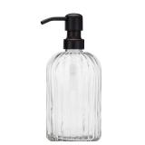 Rail19 Fluted Glass Nouveau Soap Dispenser with Metal Soap Pump - Lotion & Liquid Hand Soap for Kitchen and Bathroom, 12oz (Farmhouse Bronze)