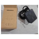 HANYCONY Power Strip Surge Protector, 5 Ft Exetnsion Cord with Multiple Outlets, Outlet Extender with 4 USB Ports, Flat Plug, Wall Mount for Home Office Dorm Room Essentials, ETI Listed, Black