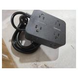 HANYCONY Power Strip Surge Protector, 5 Ft Exetnsion Cord with Multiple Outlets, Outlet Extender with 4 USB Ports, Flat Plug, Wall Mount for Home Office Dorm Room Essentials, ETI Listed, Black