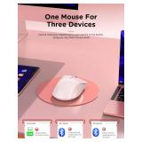 RAPIQUE Bluetooth Wireless Mouse - Dual Bluetooth & 2.4 GHz USB Receiver, Ergonomic Design, Quiet Clicks, Low Power - Multi-Device Compatibility for MacBook, Laptop, Computer, iPad Air/Pro (Pink)