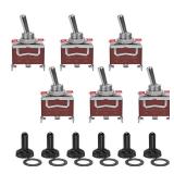 6 Pack Toggle Switch, 3 Pin 12V DC 30A/250V AC 15A, Heavy Duty SPDT ON Off ON Switch, Marine Waterproof Toggle Switch with Boot Cap Cover, for Cars Trucks, Racing Cars, Boats