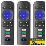 3 Pack Replacement Remote Control Only for Roku TV, Compatible for TCL Roku/Hisense Roku/Sharp/Philips/Onn Roku (Not for Roku Stick and Box)