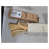 5 Pcs Natural Handmade Bamboo Anti-Static Combs Set - Wide Tooth, Rat Tail and Fine Tooth for Long, Short, Thick, Thin, Wavy or Curly Hair Detangling (Natural)