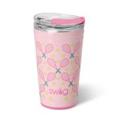 Swig Life 24oz Party Cup, Stackable Insulated Travel Coffee Tumbler with EZ Slider Lid, Cup Holder Friendly, Stainless Steel 24 oz Tumbler, Reusable Coffee Mug (Love All)