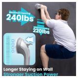 TAILI Shower Handles for Elderly Suction, 2 Pack 12 Inch Shower Grab Bars for Seniors, Grab Bars for Bathtubs and Showers, No Drilling Removable Safety Shower Grip, Silver