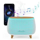 APOMATOT 2-in-1 BT Speaker & Ultrasonic Essential Oil Diffuser,Aromatherapy Diffuser Cool Mist Humidifier with 7 Colors Lights for Large Room Home Office,400ml(White+Wooden Grain)