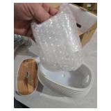 APOMATOT 2-in-1 BT Speaker & Ultrasonic Essential Oil Diffuser,Aromatherapy Diffuser Cool Mist Humidifier with 7 Colors Lights for Large Room Home Office,400ml(White+Wooden Grain)