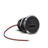 Obeaming 12V USB Outlet All-Aluminum QC 3.0 USB-A & USB-C PD3.0 Dual High-Speed Charger Socket, Recessed Mount Type-A Type-C Port for Camper Van Trailer RV Boat Truck (Small Version)