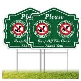 4 Pack No Peeing and No Pooping Dog Sign, Please Be Respectful Keep Off The Grass Yard Signs with Metal Wire H-Stakes, Double Sided, 12.6\" x 9.5\", UV Protected, Waterproof, Outdoor Use