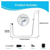 Pool Cover Holder, 4Pcs Solar Pool Cover Holder, Adjustable U-Shaped Hooks Keep for Framed Above-Ground Swimming Pools, Easy to Install & Store (White)