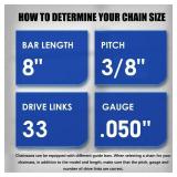 4 Pack 8 Inch Chainsaw Chain 050\" Gauge, 3/8\" LP Pitch, 33 Drive Links, 8 Inch Pole Saw Chains Fits for Chicago Sun Joe SWJ800E SWJ806E Portland, Greenworks, Chicago and More- S33