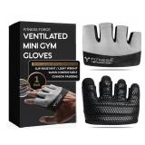 FITNESS FORCE Workout Gloves for Men & Women Partial Weight Lifting Non-Slip Gym Gloves, Lifting Grip for Calluses Guard Fingerless Exercise Gloves with Full Palm Protection (Grey-Mini, Medium)