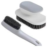 Selaurel Laundry Scrub Brush 2 Pack Soft Bristle Brush Cleaning Brush for Stains Clothes Scrubbing Brush Household Cleaning Tool for Bathroom Countertops Bathtubs (Gray)