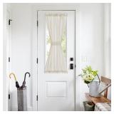 NICETOWN Linen Curtains 50 Inches Long for Bedroom Living Room Door, Light Filtering Sheer Curtains for French Front Back Door, Tie up Blind Shade, 1 Panel, 26\" W x 50\" L, Ivory White