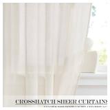 NICETOWN Linen Curtains 50 Inches Long for Bedroom Living Room Door, Light Filtering Sheer Curtains for French Front Back Door, Tie up Blind Shade, 1 Panel, 26\" W x 50\" L, Ivory White