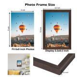 2 Pack JCJMY 6x9 Picture Frame Dark Brown for Wall Hanging or Tabletop, Wall Mounting Horizontally or Vertically, 6 x 9 Wall Gallery Poster Photo Frame with Shatter Resistant Plexiglass, Dark Brown