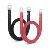 Shirbly 2/0 AWG Flexible Battery Cable with 3/8\" Terminals - OFC Pure Copper Inverter & Welding Wire for Automotive Solar RV Motorcycle (Red + Black 2FT Pair)